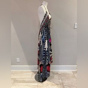 True Colours Red Cobra Printed Maxi Backless Dress